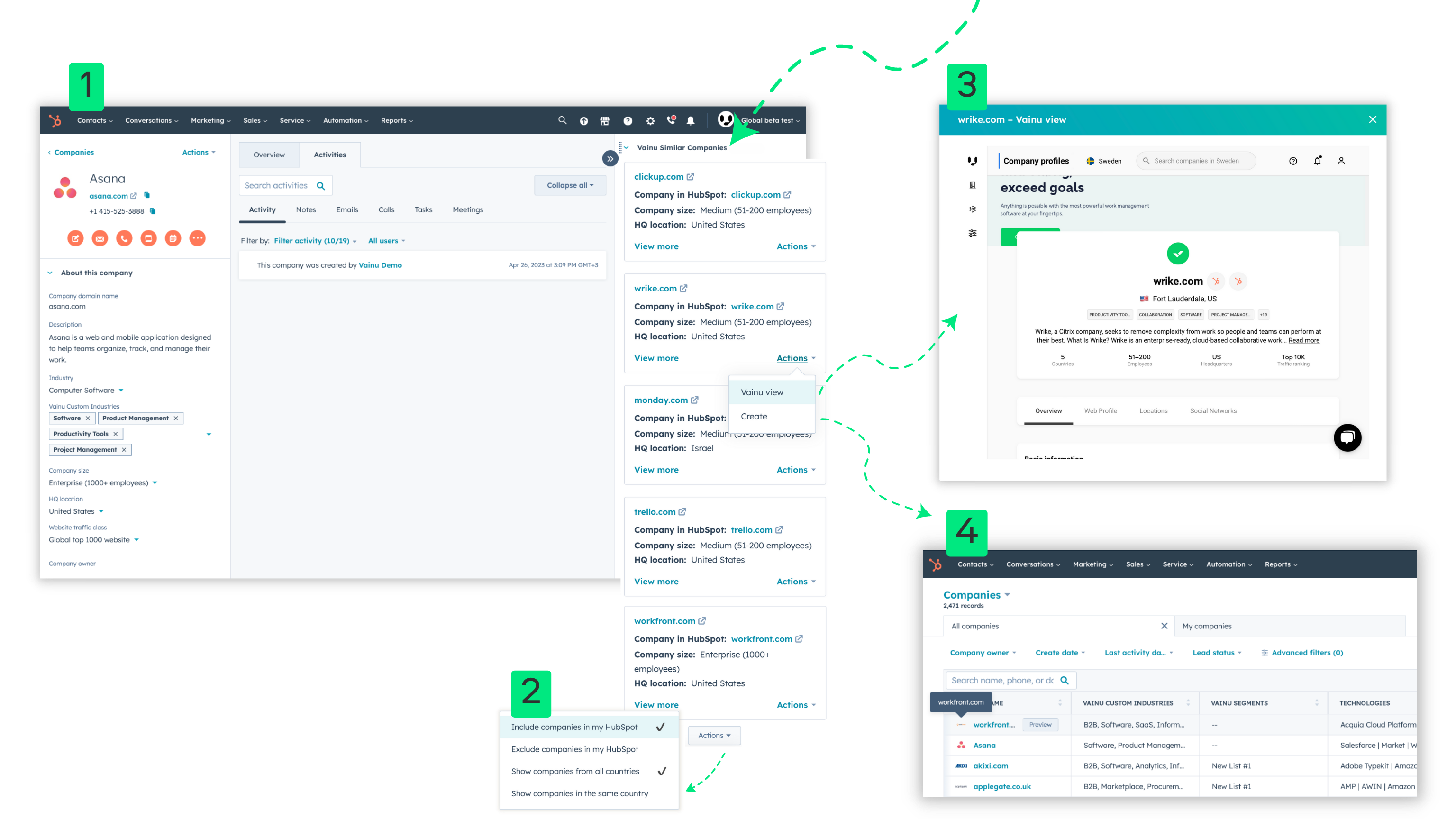 Vainu Similar Companies HubSpot CRM Card